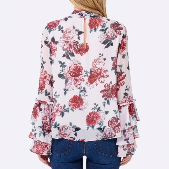 EVER NEW 100% VISCOSE FLORAL BLOUSE 21” PTP - Picture 3 of 7